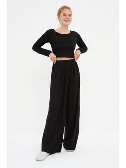 Trendyol - Black Comfortable Fit Solid-plain Scoop Neck 2 Piece Set (Set of 2)