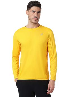 ASICS - Men Yellow Crew Neck Solid T-shirt