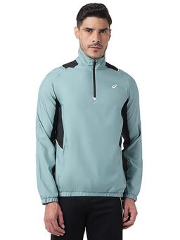 ASICS - Men Blue Colorblock Half Zip Raglan Sweatshirt