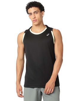 ASICS - Men Black Solid Sleeveless Tank