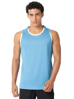 ASICS - Men Blue Solid Sleeveless Tank