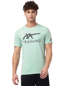 ASICS - Men Sea Green Typography T-shirt
