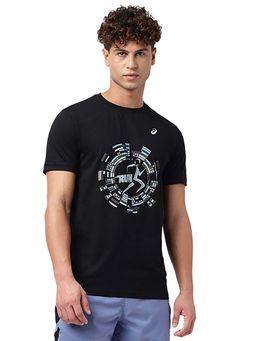 ASICS - Men Black Graphic Printed T-shirt