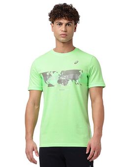 ASICS - Men Green Printed T-shirt