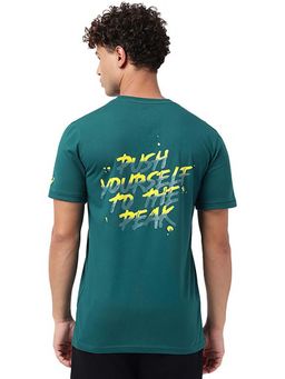 ASICS - Men Teal Typography Printed T-shirt