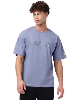 ASICS - Men Blue Printed Drop Shoulder T-shirt