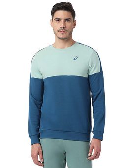 ASICS - Men Blue and Green Colorblock Sweatshirt