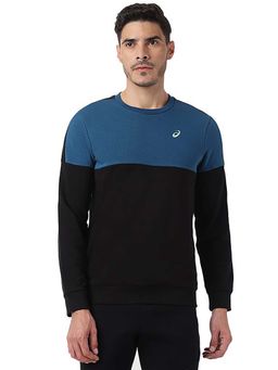 ASICS - Men Black and Blue Colorblock Sweatshirt