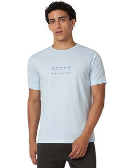 ASICS - Men Blue Contrast Stitch Solid T-shirt