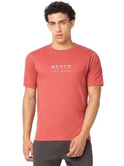ASICS - Men Coral Contrast Stitch Solid T-shirt