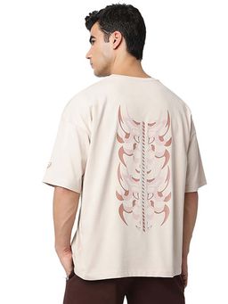 ASICS - Men Beige Graphic Printed T-shirt