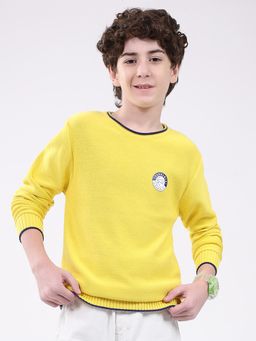 Monte Carlo - Boys Yellow Regular Solid Pull On Full Sleeve Pullover
