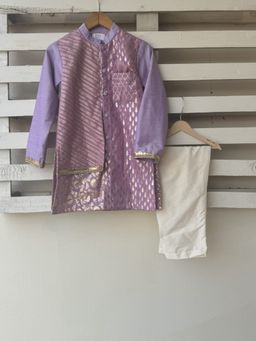 The Little Tales - Purple Embroidered Kurta and Pyjama