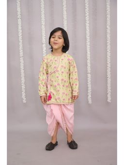 The Little Tales - Pink Printed Kurta and Dhoti