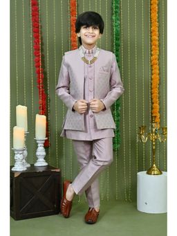 Ahhaaaa - Boys Pink Jacket, Kurta and Pant with Mala
