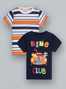 PLUM TREE - Boys Half Sleeve Dino Print T-Shirts(Pack Of 2)