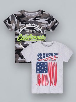 PLUM TREE - Boys Half Sleeve Camouflage Print T-Shirts(Pack Of 2)