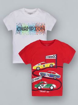 PLUM TREE - Boys Half Sleeve Champion Print T-Shirts(Pack Of 2)