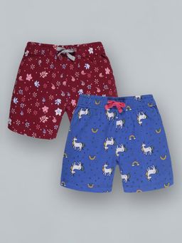 PLUM TREE - Girls All Over Flower Printed Shorts (Pack Of 2)