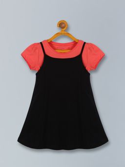 PLUM TREE - Girls Half Sleeve Unicorn Print Tunic with T-Shirt(Pack Of 2)