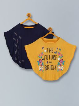 PLUM TREE - Girls Half Sleeve The Future Is Bright Print Top(Pack Of 2)