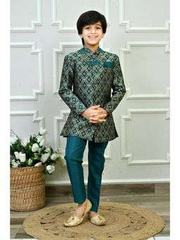 Ahhaaaa - Boys Teal Jodhpuri Sherwani Pant with Mala