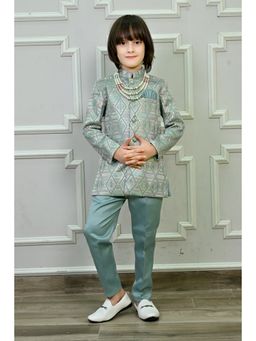 Ahhaaaa - Boys Turquoise Jodhpuri Sherwani Pant with Mala