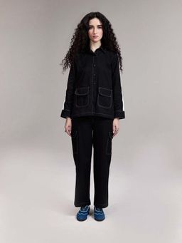 Prakriti Jaipur - Black Blue Thread Co-Ord (Set of 2)