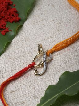 PANASH - Men Gold-Plated & Ad-Studded Alphabet P Pendant Convertible Rakhi