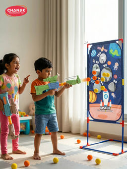 Chanak - Dual Pneumatic Ball Blaster Gun With Scoring Net (5-6 Years)