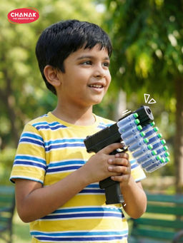 Chanak - Automatic Black Commando Dart Gun With Soft Foam Bullets (5-6 Years)
