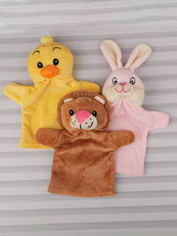 DukieKooky - Kids Duck Tiger & Bunny Soft Plush Toys Hand Puppet (Pack Of 3) (2-6 Years)