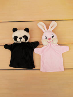 DukieKooky - Kids Panda & Bunny Soft Plush Toys Hand Puppet (Pack Of 2) (2-6 Years)