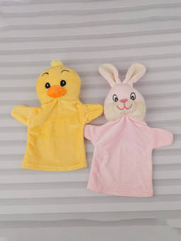 DukieKooky - Kids Duck & Bunny Soft Plush Toys Hand Puppet (Pack Of 2) (2-6 Years)