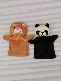 DukieKooky - Kids Panda & Tiger Soft Plush Toys Hand Puppet (Pack Of 2) (2-6 Years)
