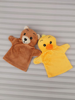 DukieKooky - Kids Panda & Bear Soft Plush Toys Hand Puppet (Pack Of 2) (2-6 Years)