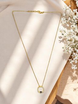 Accessher - Gold Plated Western Ring Charm Pendant Necklace for Women Blue