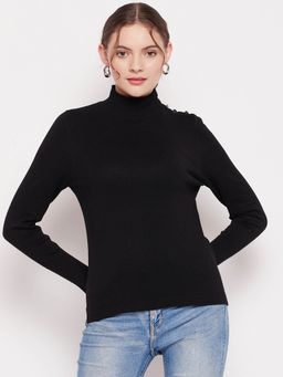 Madame - Black Ribbed Sweater for Women