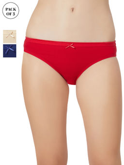 SOIE - Mid Rise Medium Coverage Solid Colour Cotton Stretch Brief Panty