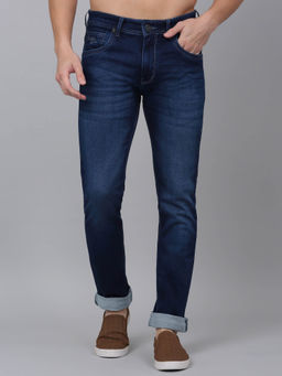 Cantabil - Men Dark Blue Solid Stretchable Jeans