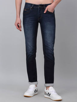 Cantabil - Men Dark Blue Solid Stretchable Jeans