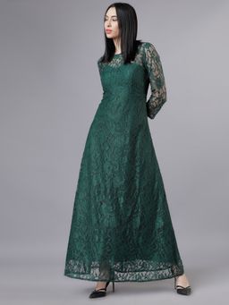TOKYO TALKIES - Round Neck Women Green Dress