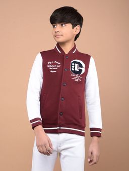 CRIMSOUNE CLUB - Boy's Wine Color Blocked Varsity Jacket