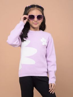 CRIMSOUNE CLUB - Girl's Lavender Graphic Print Sweater