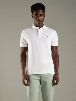 Tommy Hilfiger - White Solid Regular Fit Cotton Polo T-Shirt