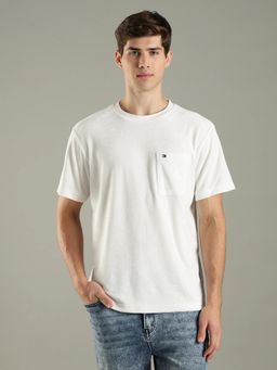 Tommy Hilfiger - White Solid Relaxed Fit Cotton T-Shirt