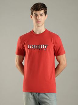 Tommy Hilfiger - Embroidered Logo Regular Fit Red Cotton T-Shirt