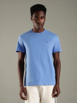 Tommy Hilfiger - Blue Solid Regular Fit Cotton T-Shirt
