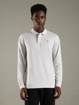 Tommy Hilfiger - Grey Solid Slim Fit Cotton Polo T-Shirt