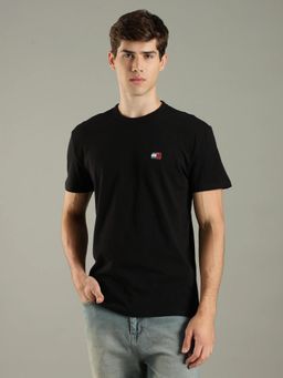 Tommy Hilfiger - Black Solid Regular Fit Cotton T-Shirt